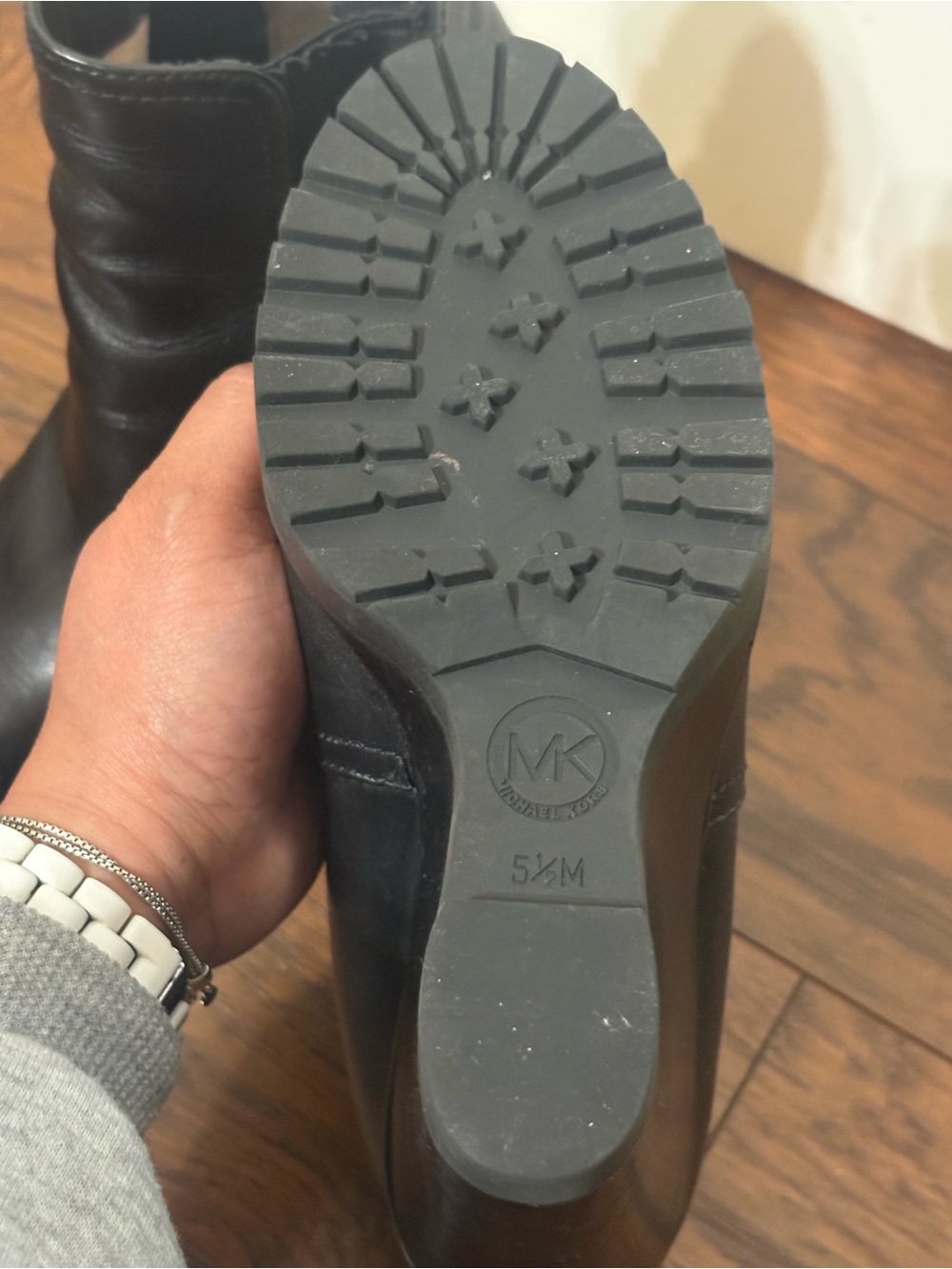 Michael Kors Black Leather Men's Lug Sole Ankle Boots